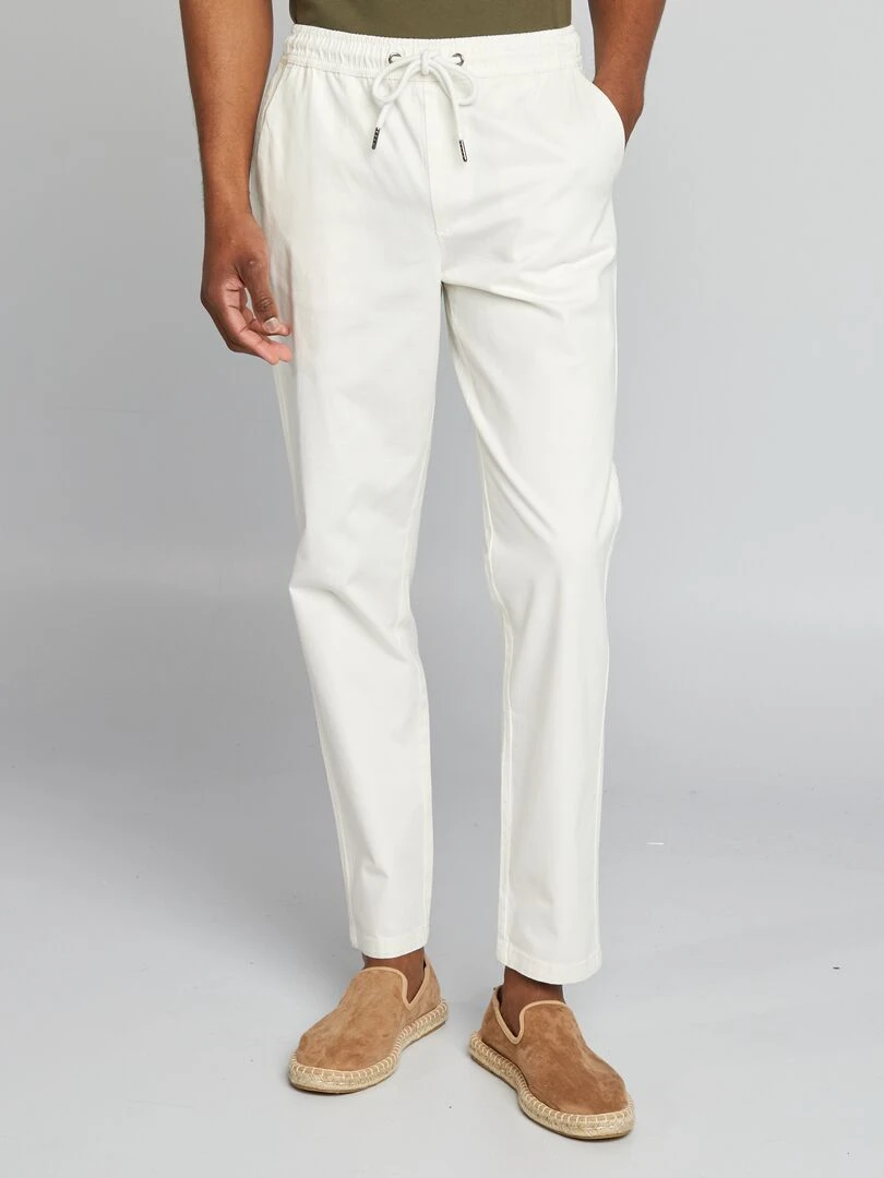 Pantalon chino à ceinture élastiquée   blanc