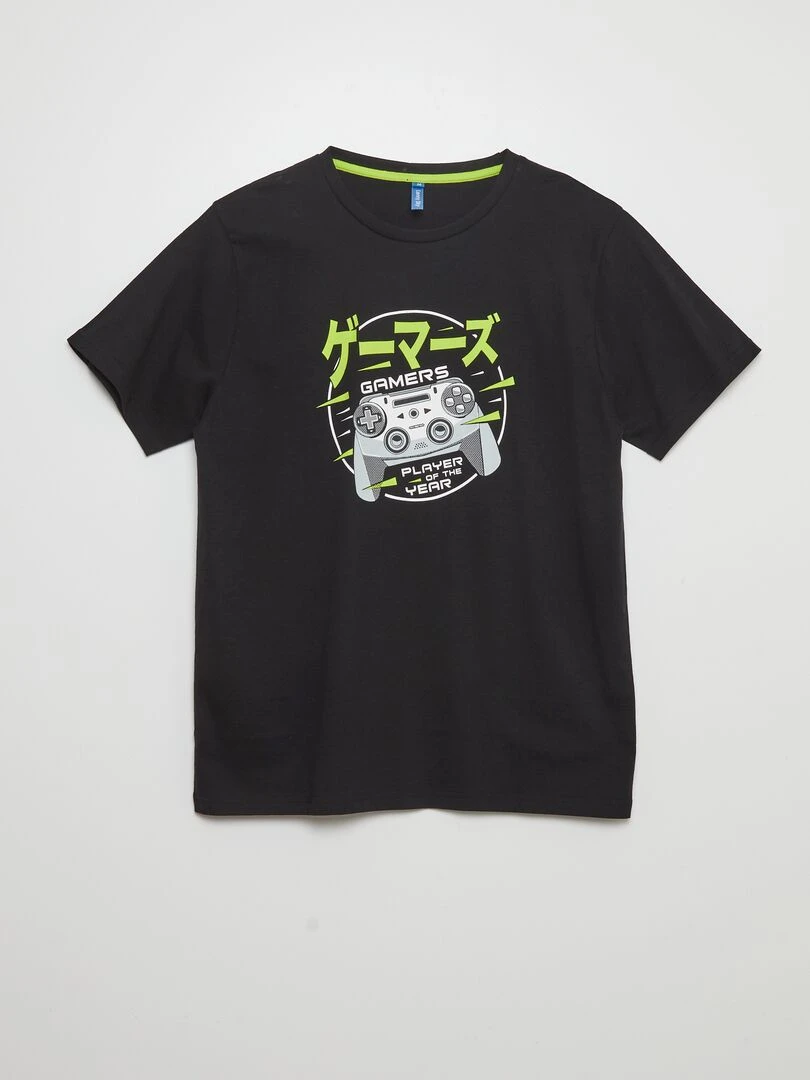 Pyjama court short + t shirt   2 pièces   Noir