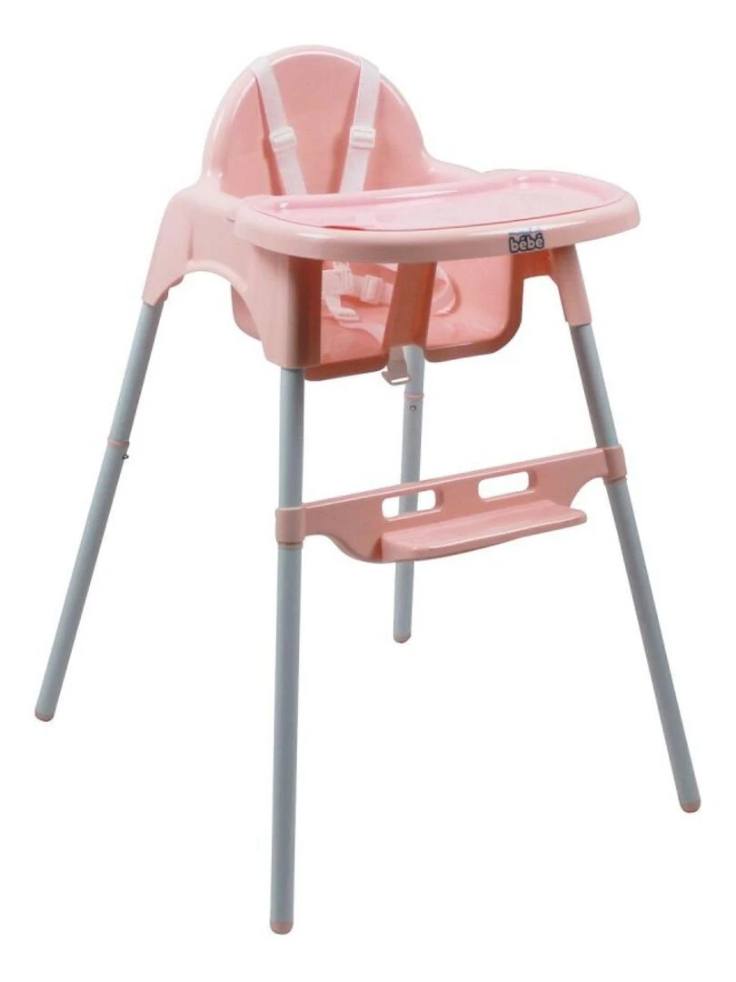 Chaise haute bébé enfant réglable hauteur et tablette Délice Gris Monsieur Bébé Rose