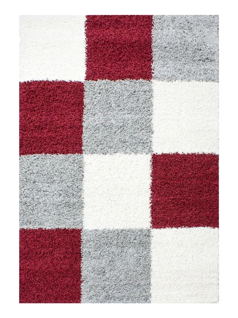 Tapis shaggy CARRÉ A OEKO TEX® Rouge