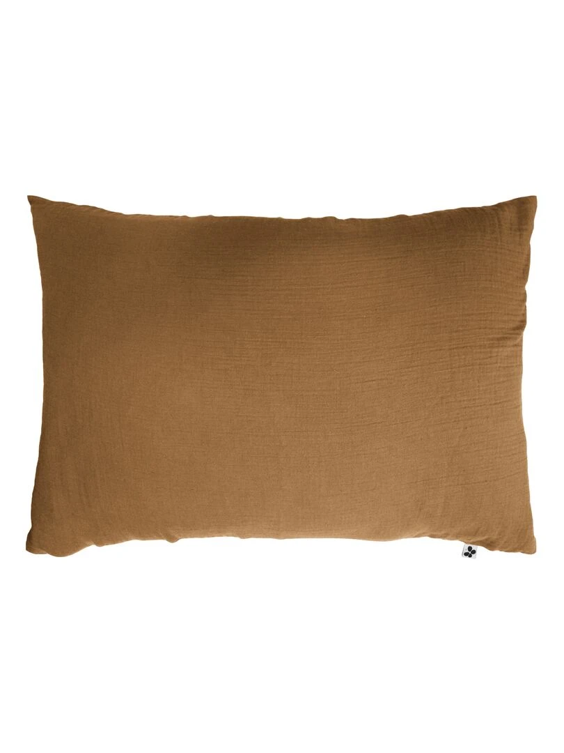 Taie d'oreiller Double Gaze Coton Collection Gaia Marron caramel