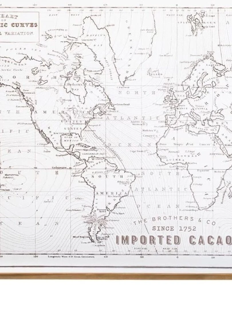 Tableau toile carte du monde rétro 110x73 cm Blanc