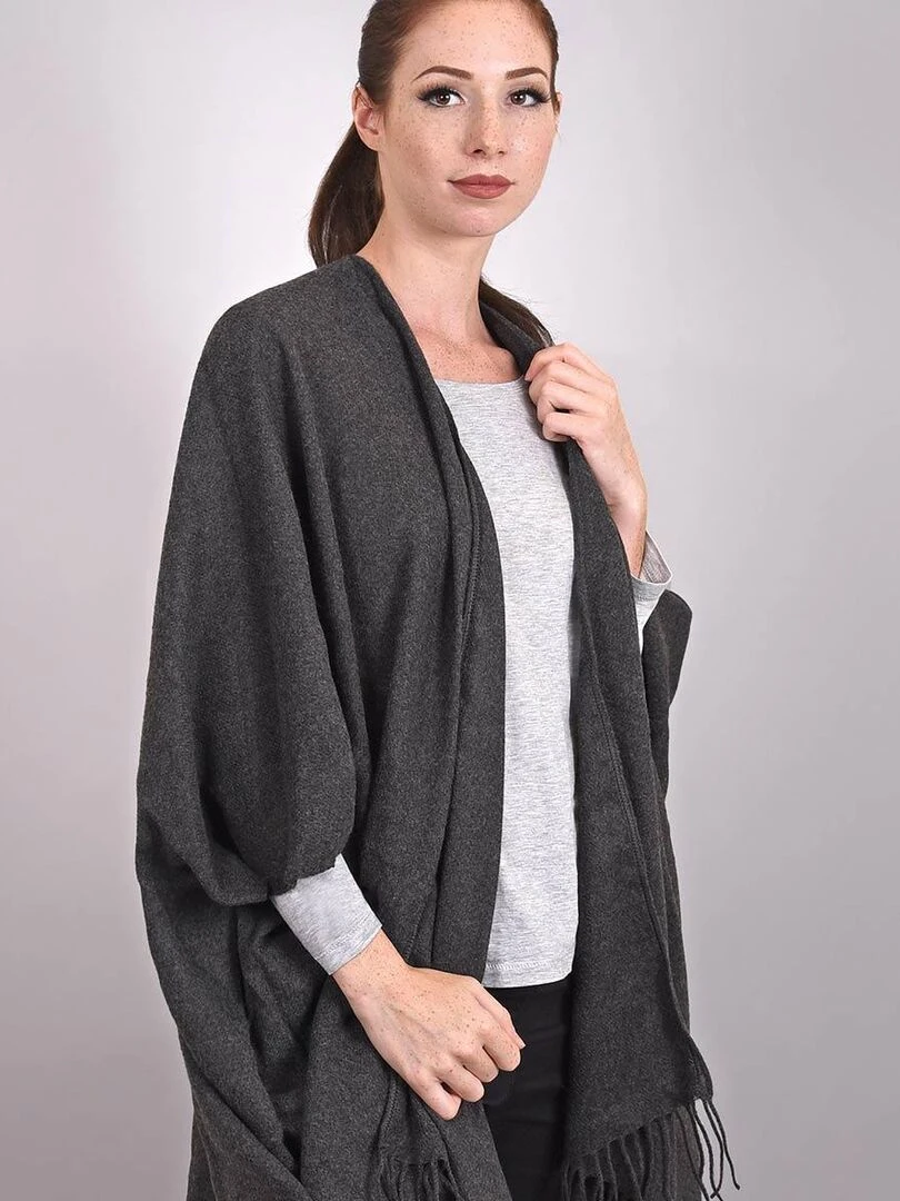 Poncho poches Casa Fabriqué en France gris anthracite