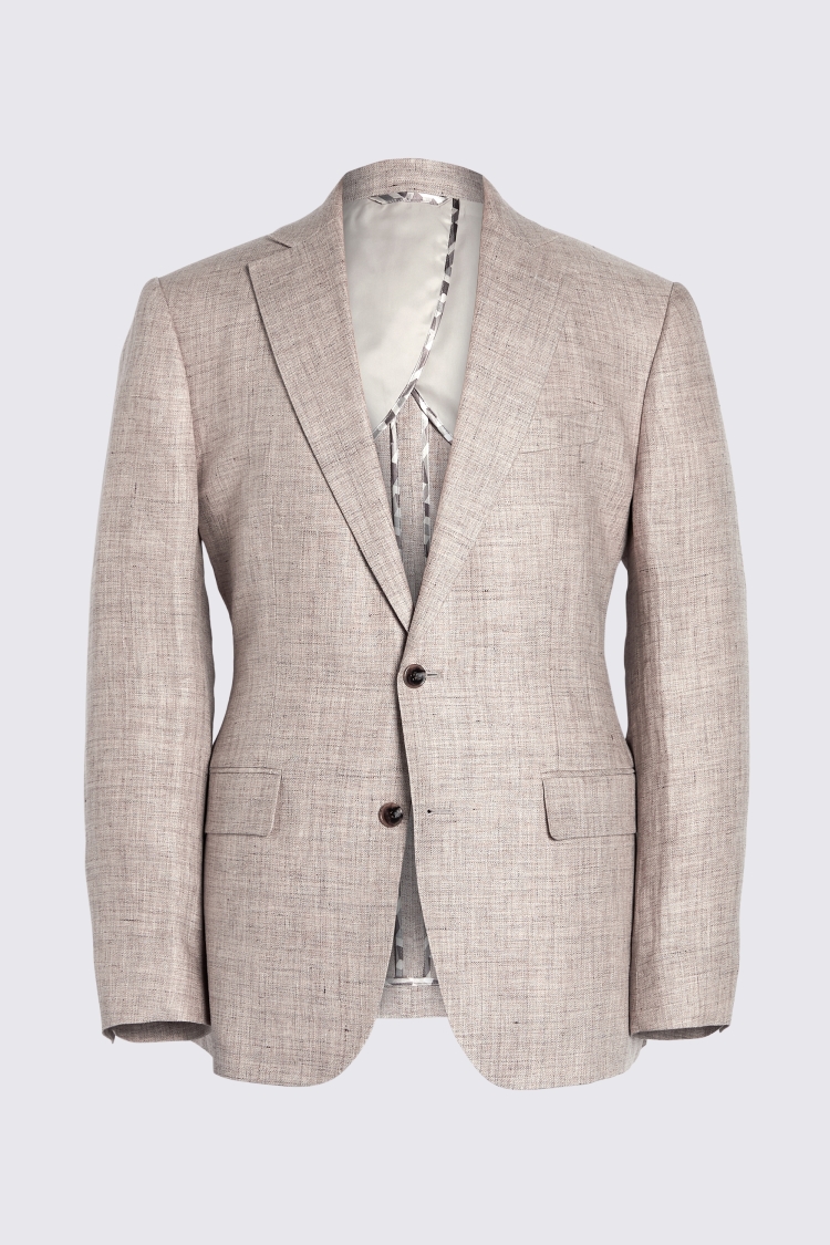 Slim Fit Oatmeal Linen Jacket   Buy Online at Moss