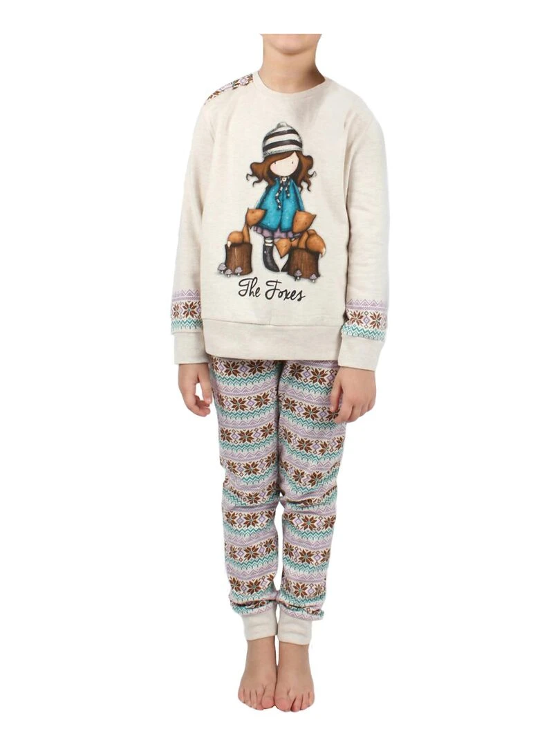 Pyjama manches longues pantalon Felpa The Foxes ivoire Ecru