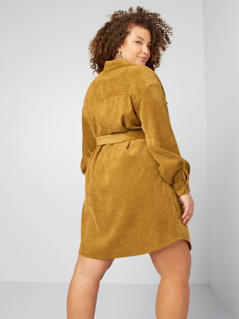 Robe chemise en velours côtelé   Marron