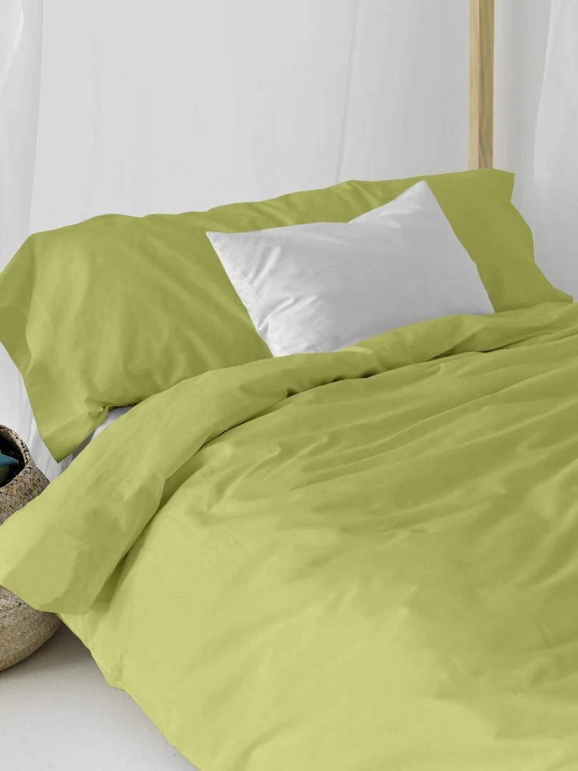 Parure housse de couette 2 pièces Basic "Happyfriday" Vert olive