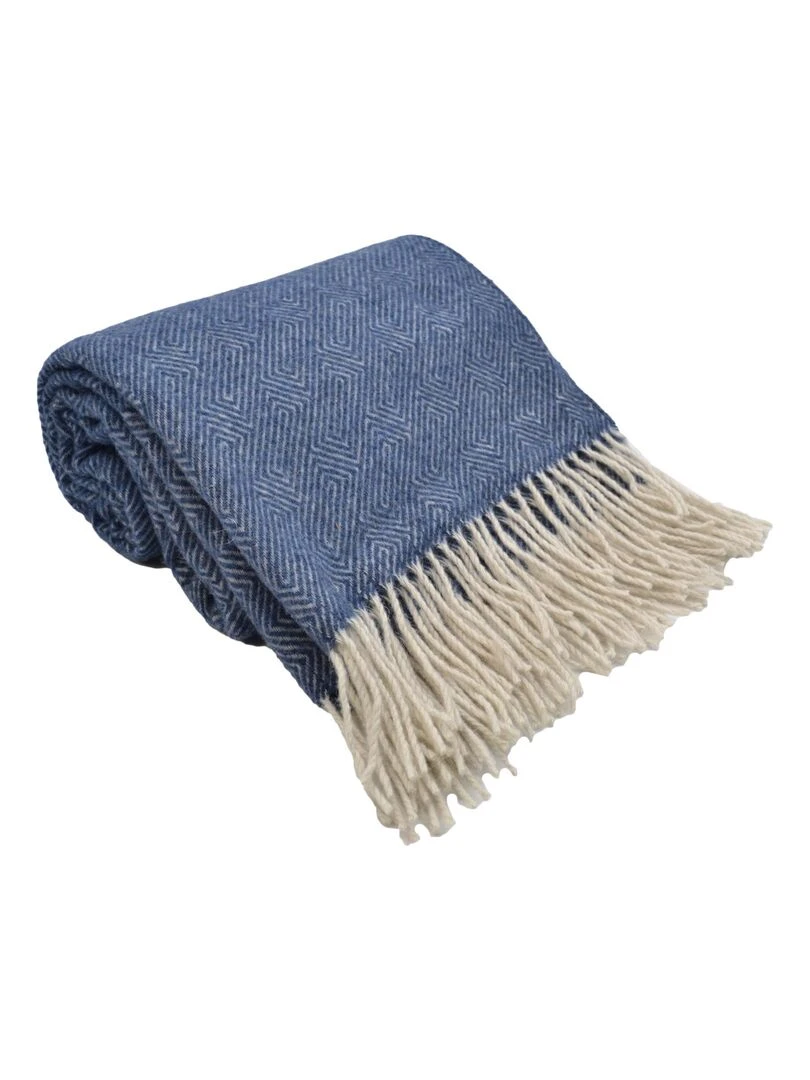 Plaid mélangé avec laine en mérinos Bleu
