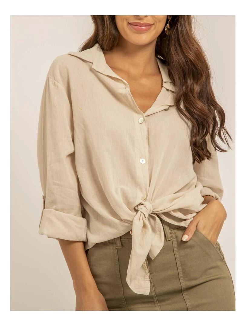 Chemise manches longues coton ORINE   Beige