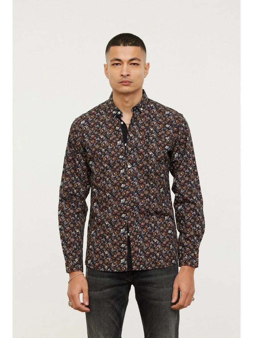 Lee Cooper Chemise manches longues coton slim DONUTS Noir