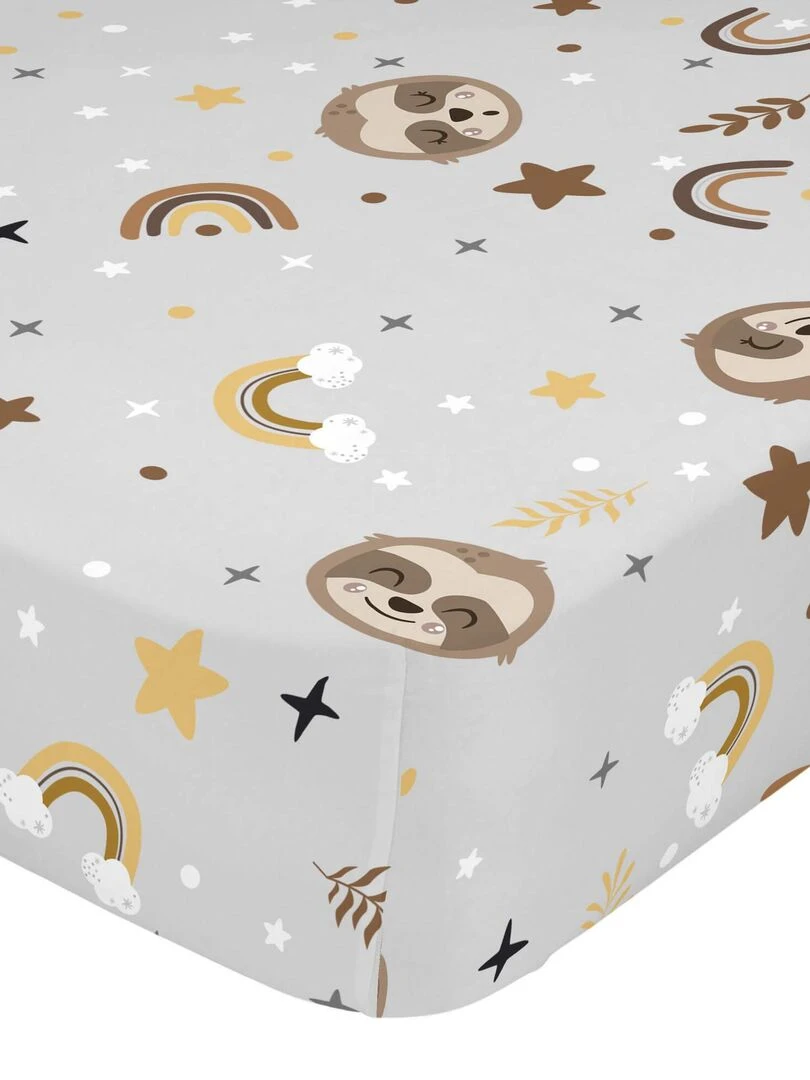 Drap housse Sleepy sloth Berceau "Happyfriday" Multicolore