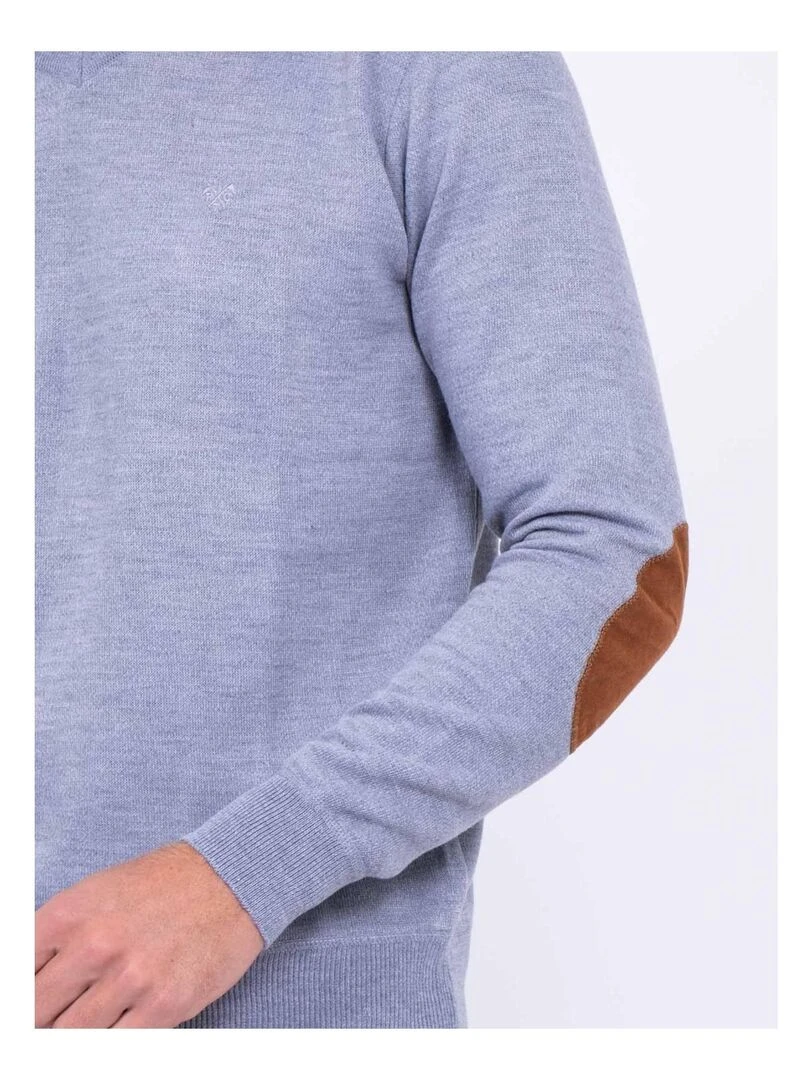 Pull col V LAMBOISE   Gris chiné
