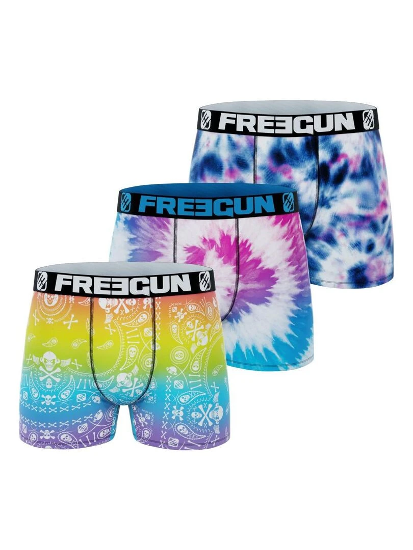 Lot de 3 boxers homme Rainbow Freegun Bleu