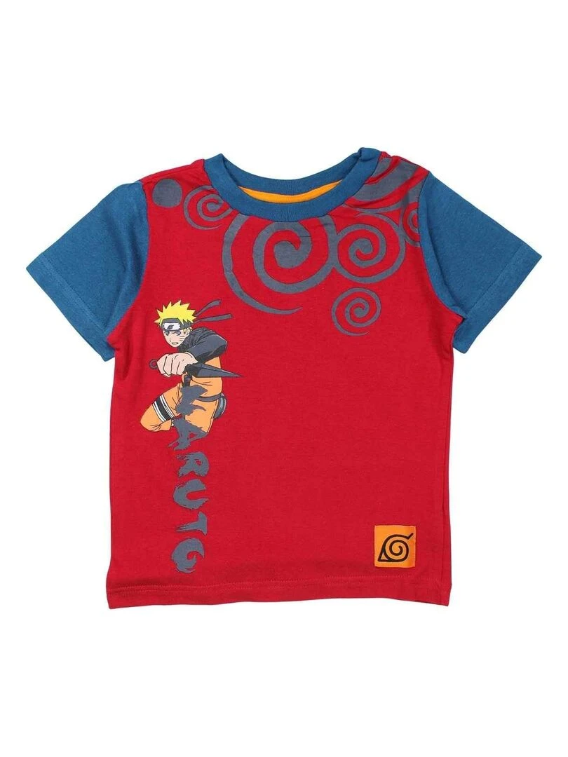 Disney T shirt garçon imprimé Naruto en coton Rouge