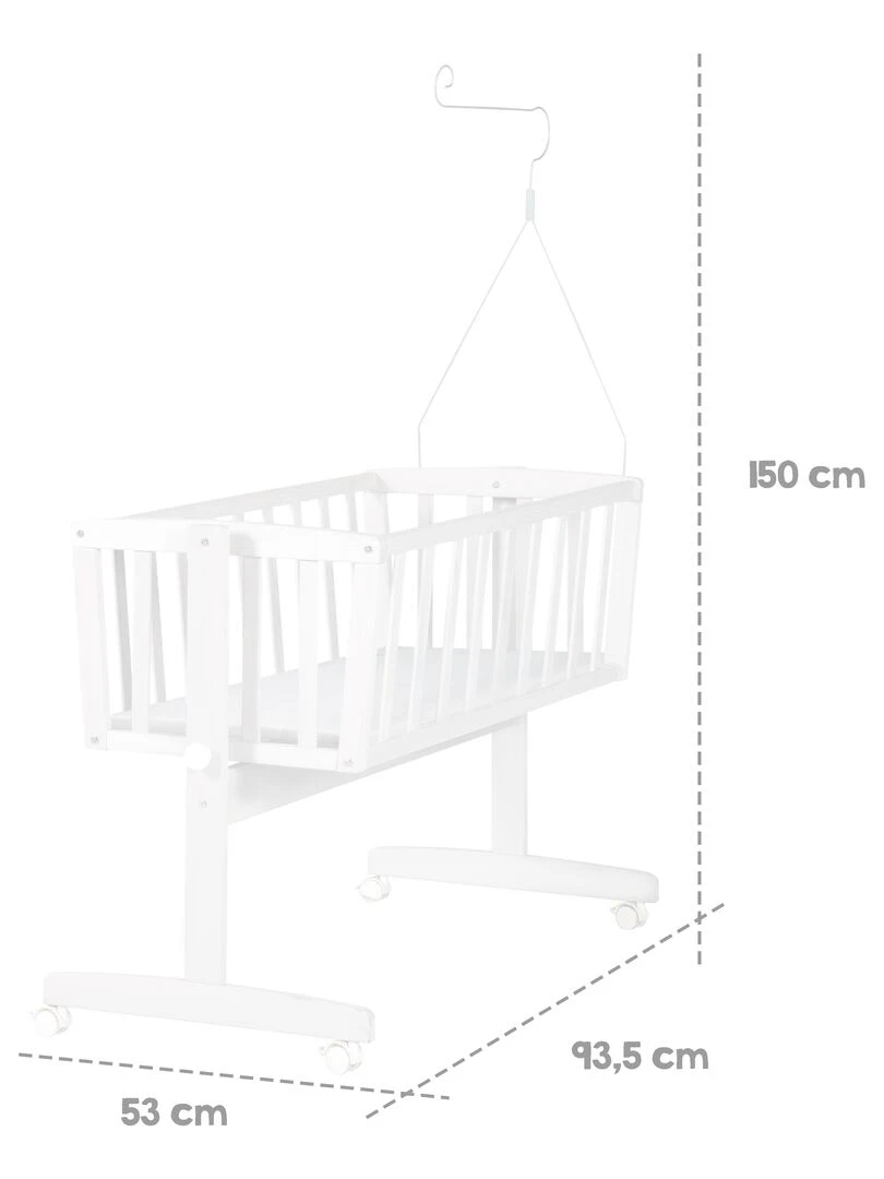ROBA Berceau miffy® 40x90 cm + Équipement Complet   Bois Laqué Blanc   Blanc