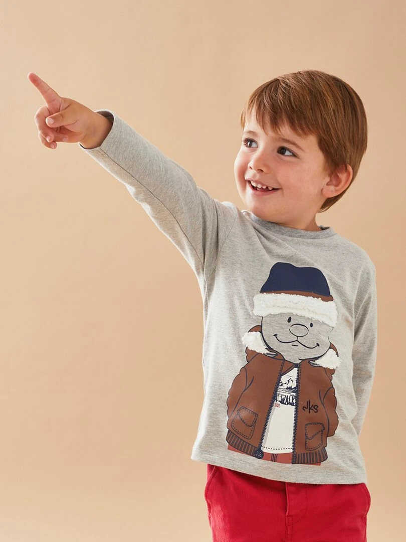 T shirt longues manches Nouky chiné Noukie's Gris