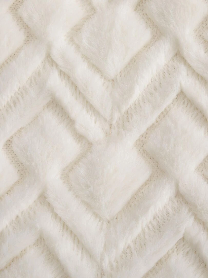 Plaid imitation fourrure en dévoré et flanelle Blanc