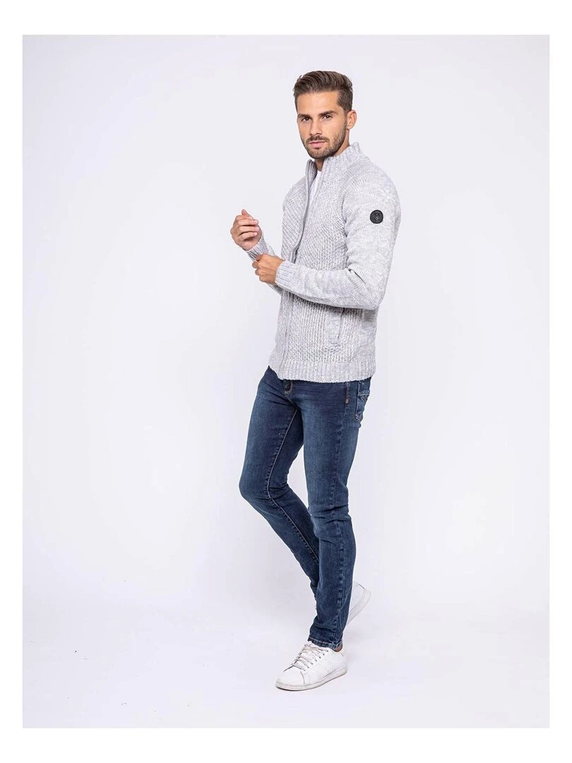Gilet zippé col montant LIVIER   Gris clair