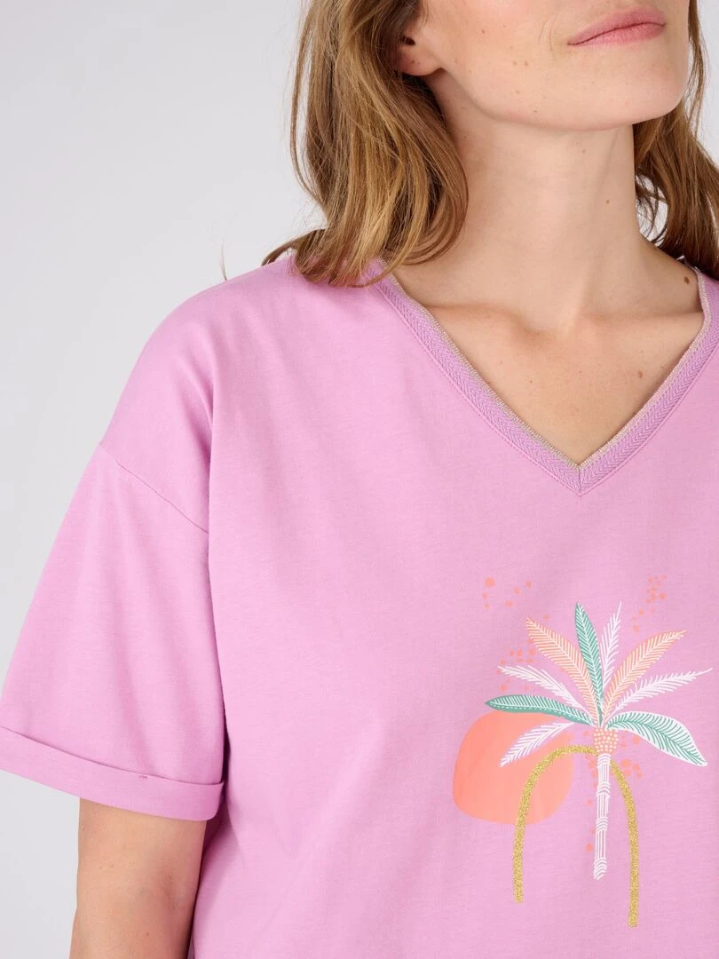 Pyjama 7/8ème pur coton Damart Violet