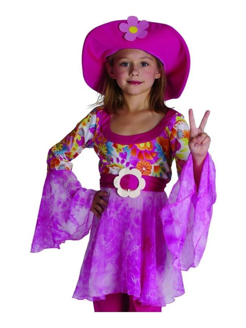 Déguisement Hippie Diva enfant Rose