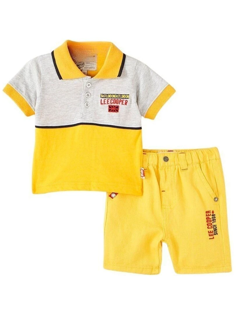 Lee Cooper Ensemble Polo short bébé garçon Imprimé Logo Jaune