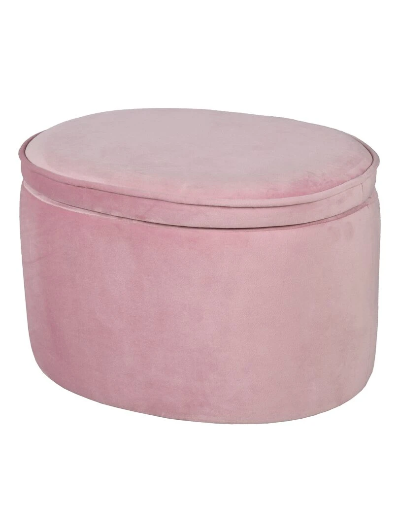 ROBA Tabouret Ovale en Velours pour Chambre Enfant "Lil Sofa"   Avec Coffre de Rangement   Rose   Rose