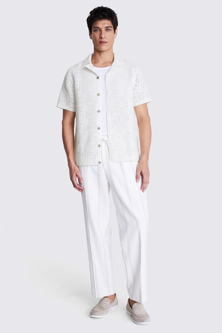 Ecru Seersucker Safari Shacket   Buy Online at Moss