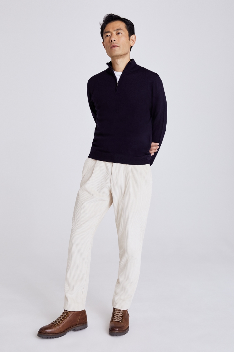 Navy Merino Crew Neck Jumper   Buy Online at Moss