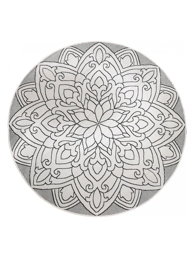 Tapis exterieur ROSACE REVERSIBLE ROND en polypropylène OEKO TEX® Gris