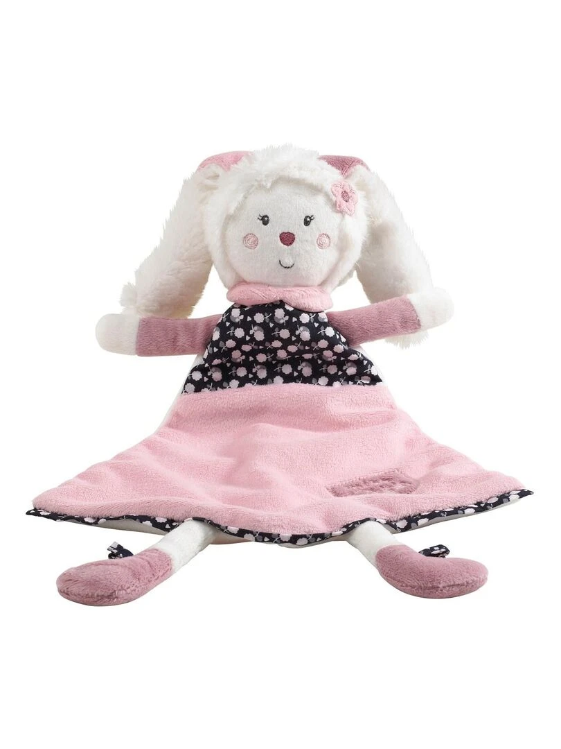 Doudou mouchoir lapin en velours blanc SAUTHON Blanc