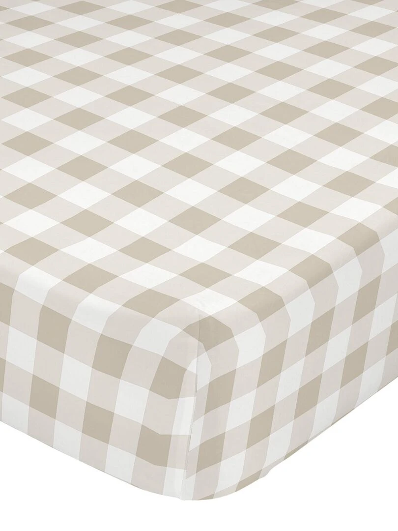 Drap housse Vichy "Happyfriday" Beige