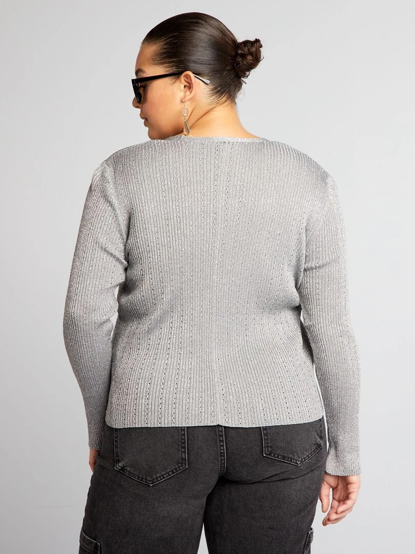 Gilet fin maille brillante   Gris