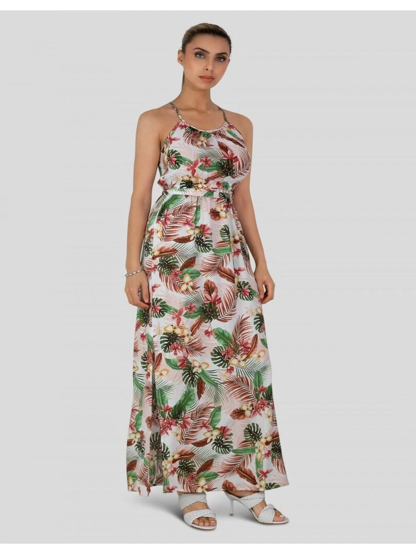 Robe longue à imprimé Vero Moda Blanc Blanc