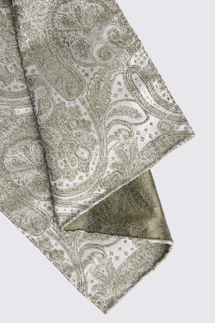 Sage Wedding Paisley Pocket Square Buy Online at Moss