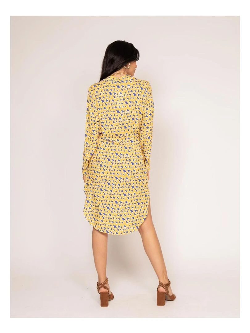 Robe chemise longue motifs IGIRL Jaune