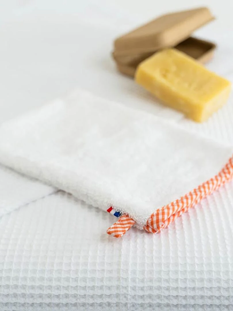 Gant De Toilette En Coton Bio Blanc Blanc