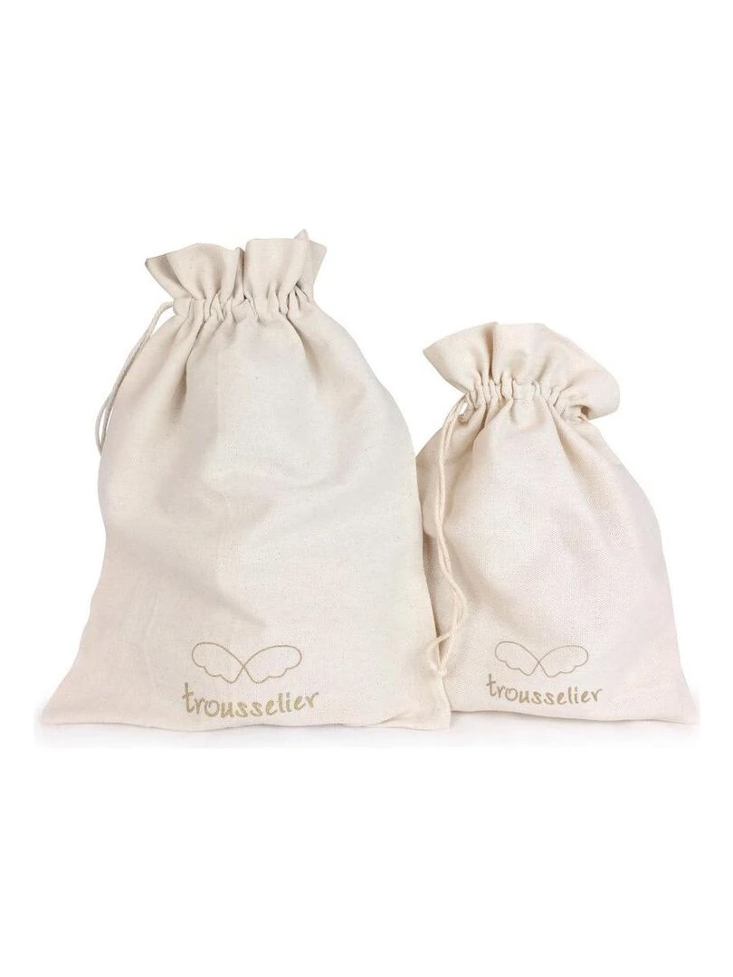 Peluche En Lin Ange Lapin Vert Céladon + Pochette En Coton (20 Cm)   Vert d'eau