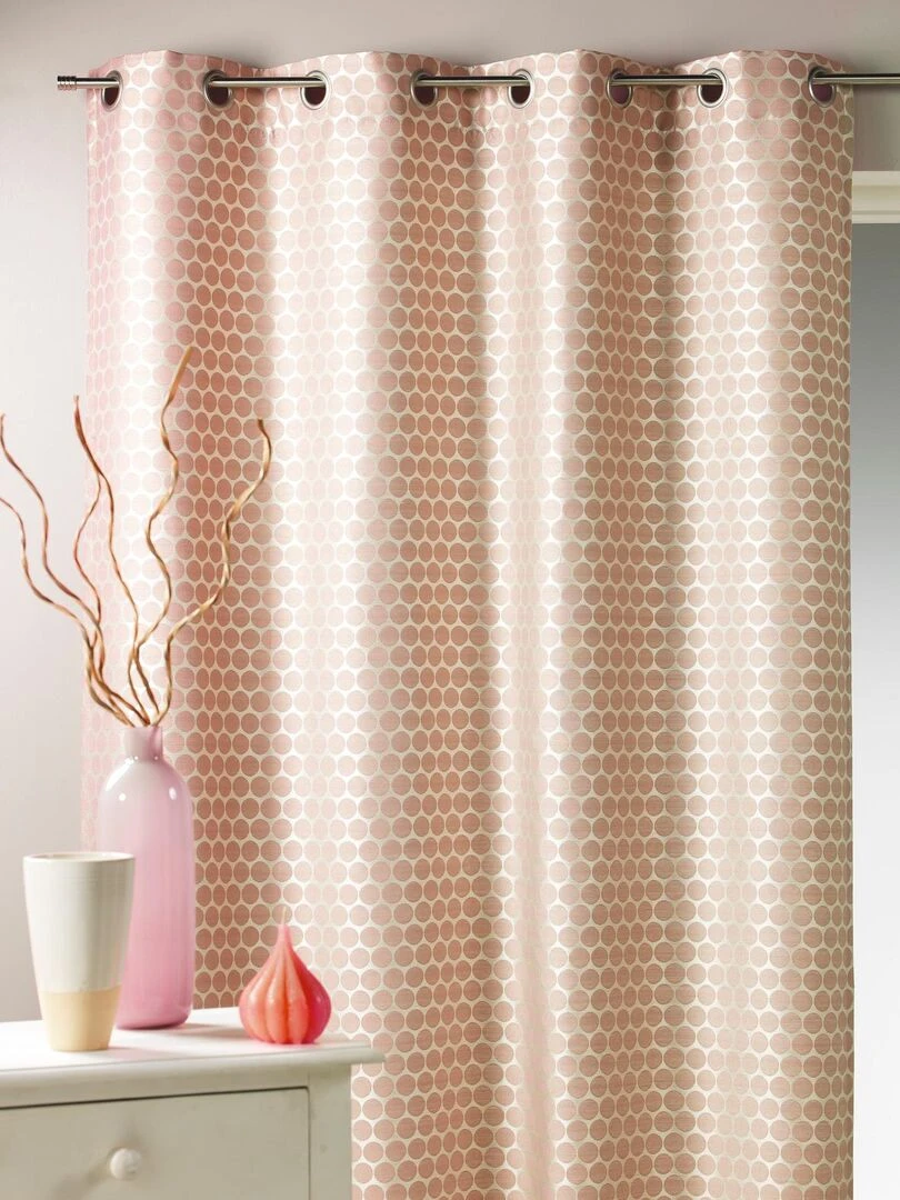 Rideau en jacquard fantaisie à pois Rose clair