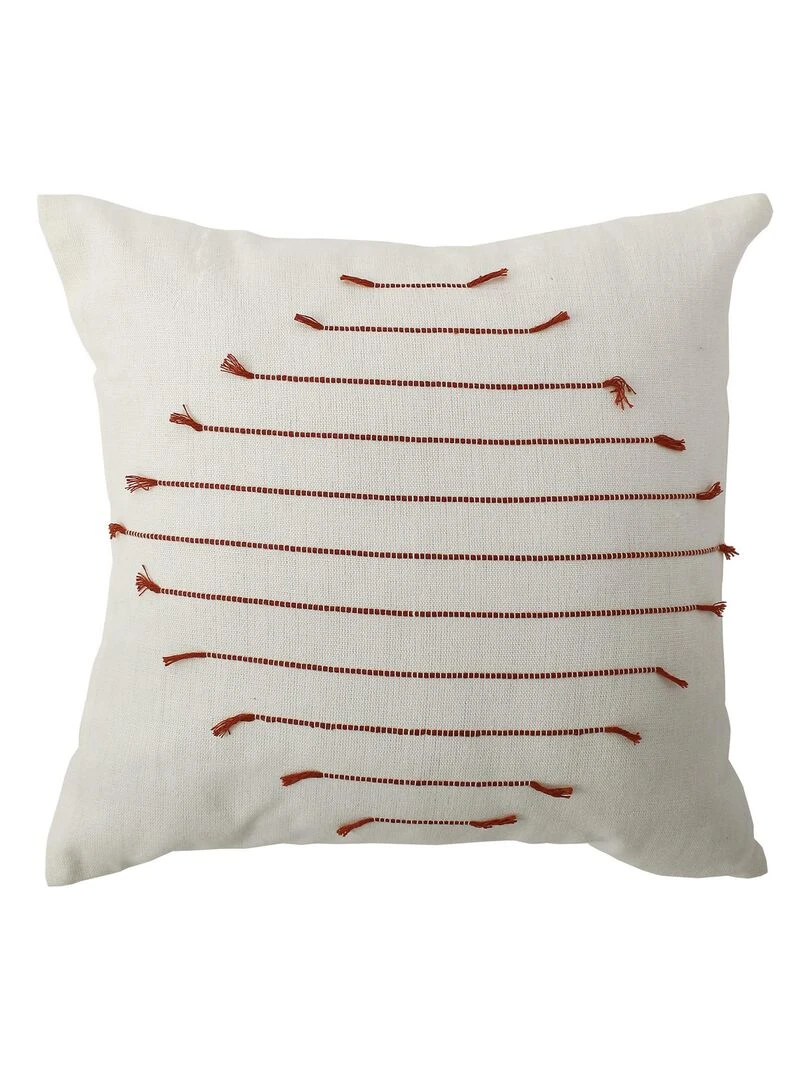 Coussin brodé Effet laine Ecru