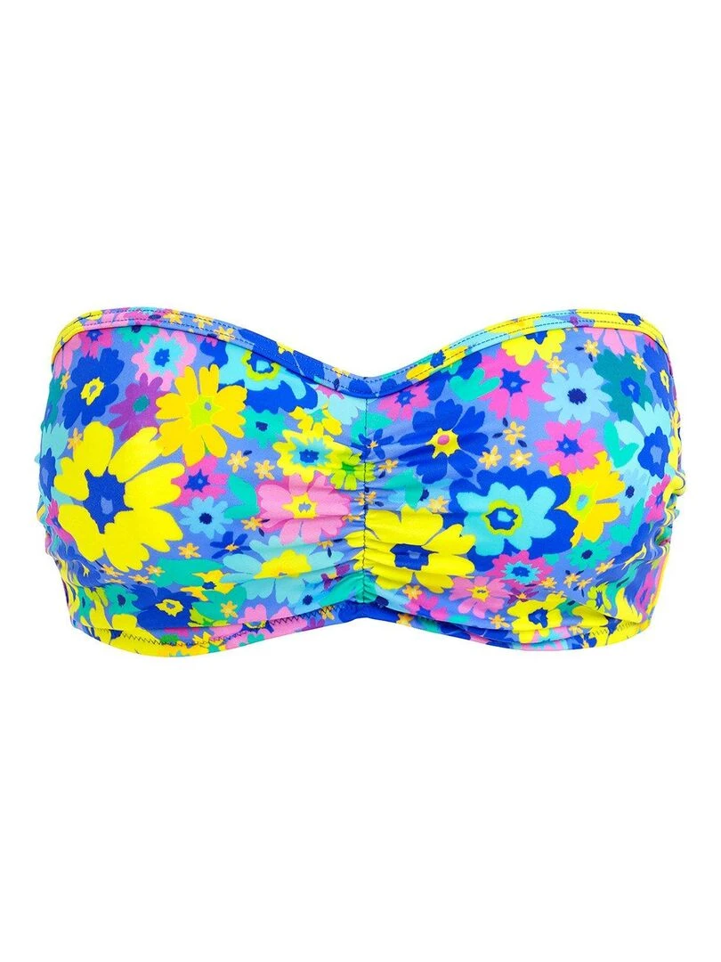 Haut de maillot bandeau à armatures garden disco   Bleu
