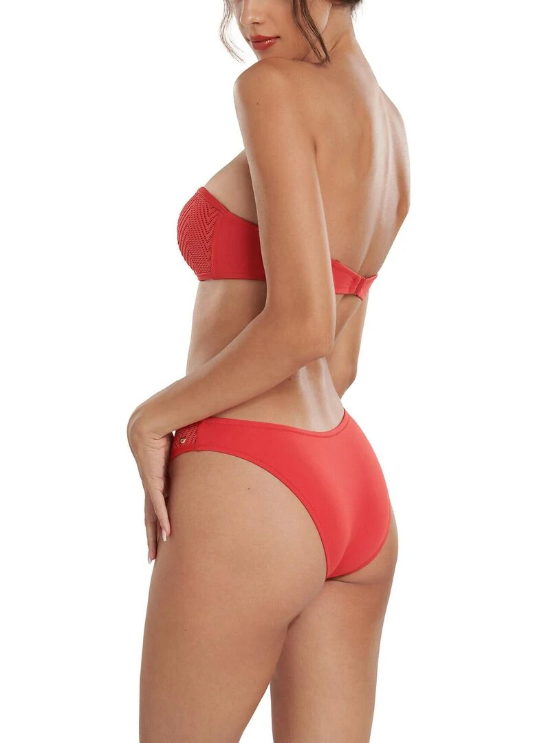 Bas maillot slip de bain échancré taille basse Santorini   Rouge