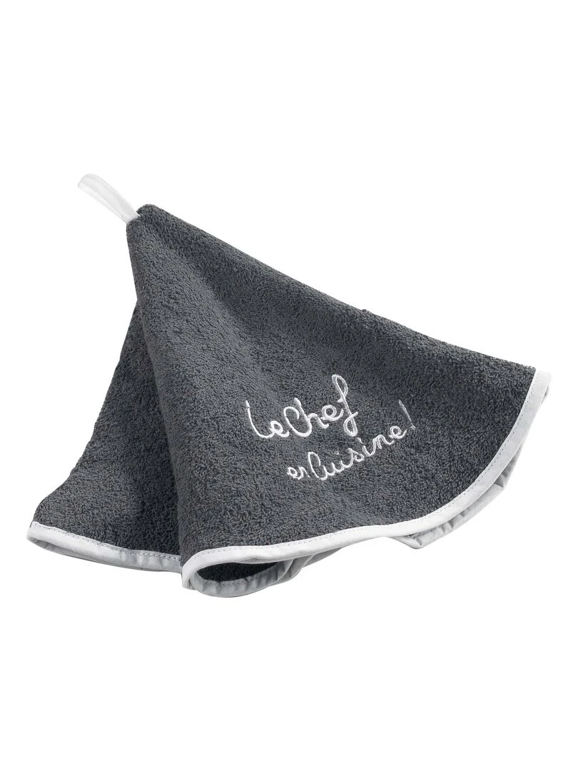 Essuie main torchon Le chef en cuisine gris anthracite