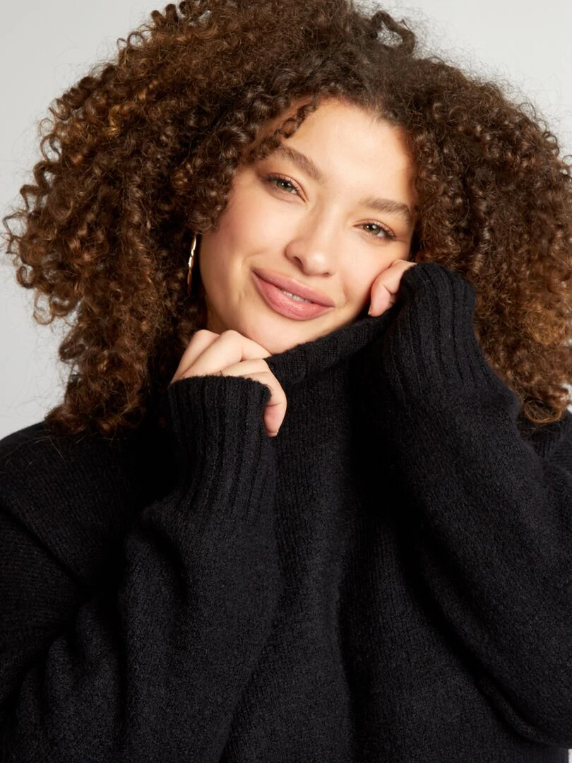 Pull col montant   noir