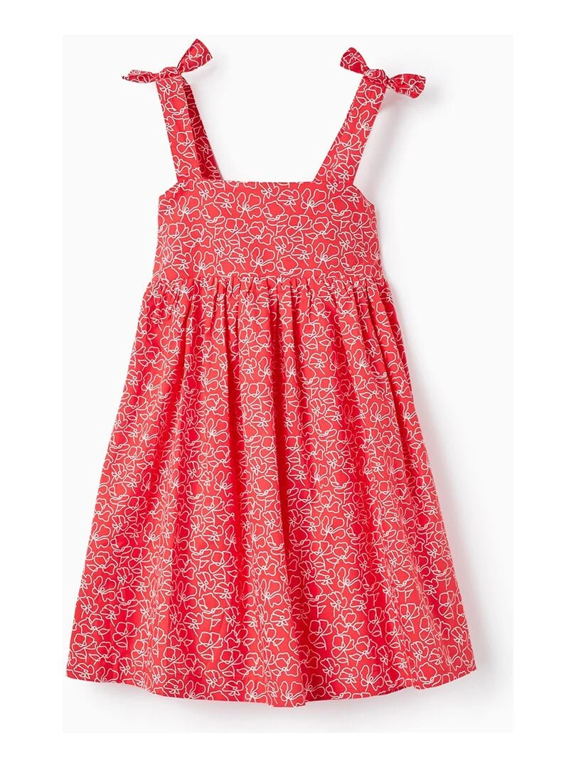 Robe en coton à motif floral pour fille manches courtes PICASSO Rouge