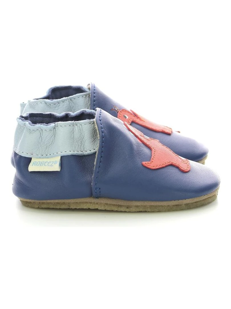 Chaussons Cuir Dino Time Bleu