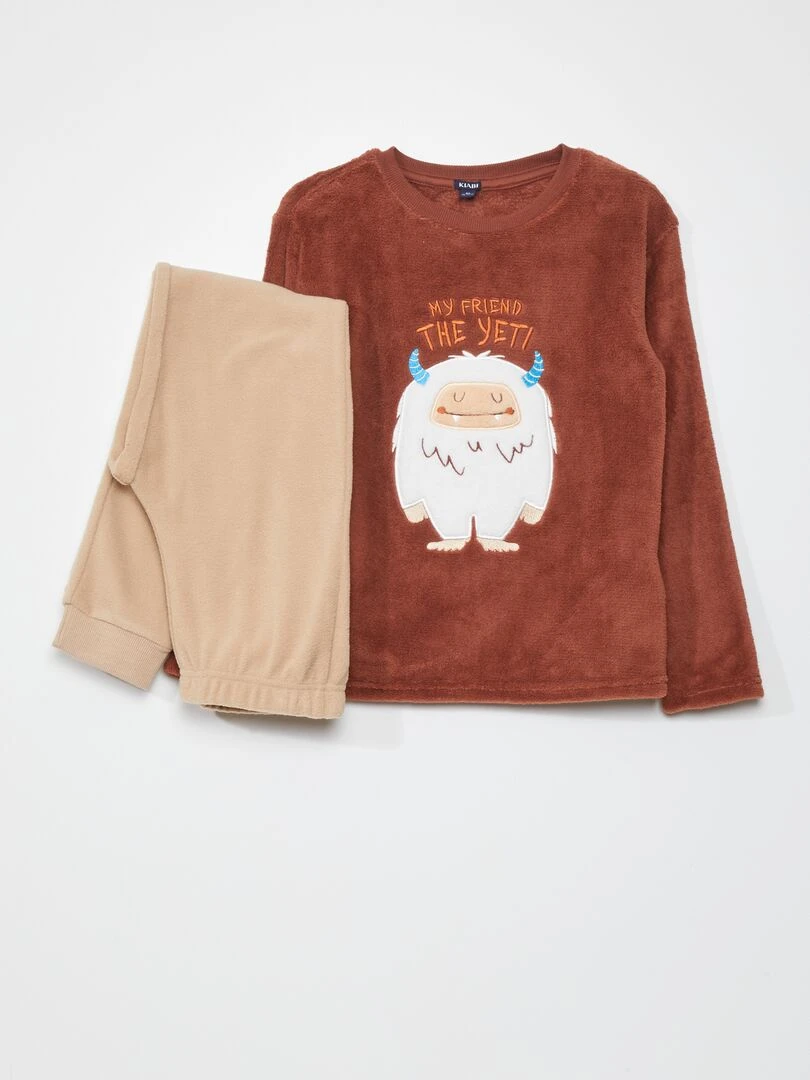 Ensemble pyjama t shirt + pantalon   2 pièces   Marron/beige