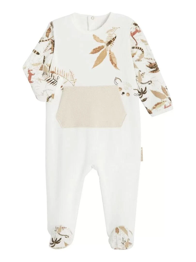 Pyjama bébé en velours contenant du coton bio Crocus   Ecru