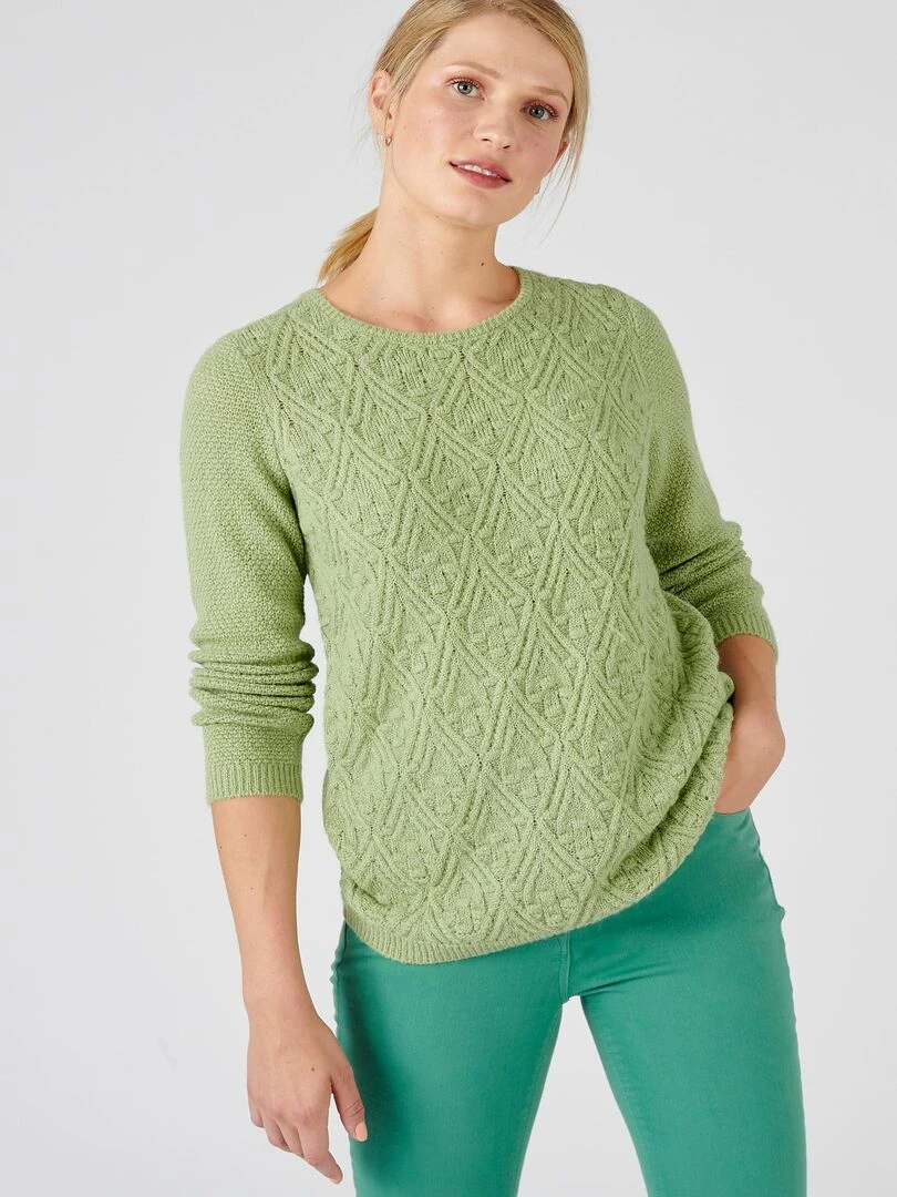 Pull col rond chaud Damart Vert