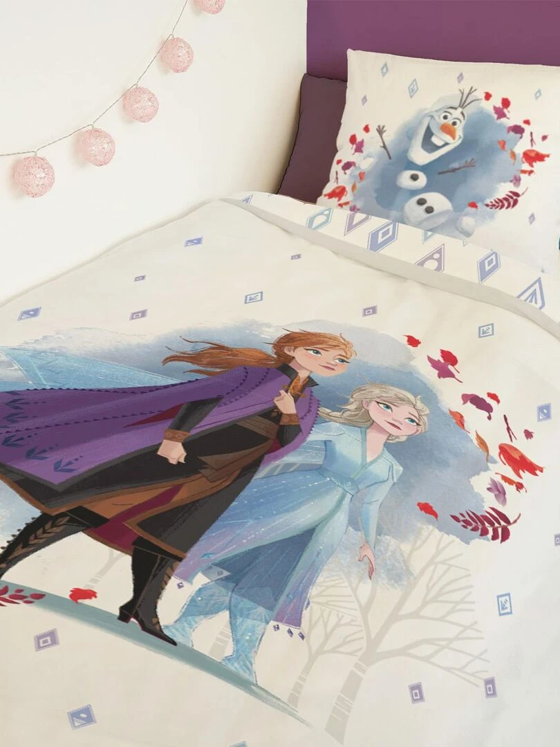 Housse de couette Reine des neiges Disney 140x200 cm   100% Coton   Blanc   Blanc