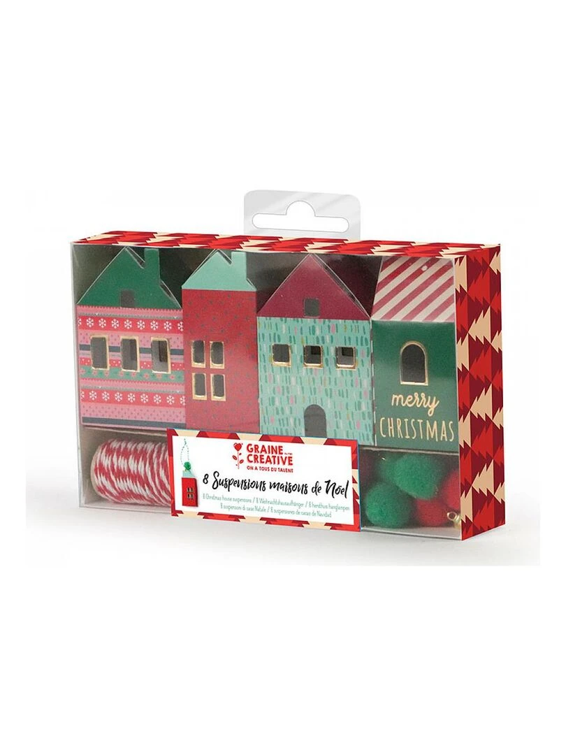 Kit de 8 suspensions maison de noel Rouge
